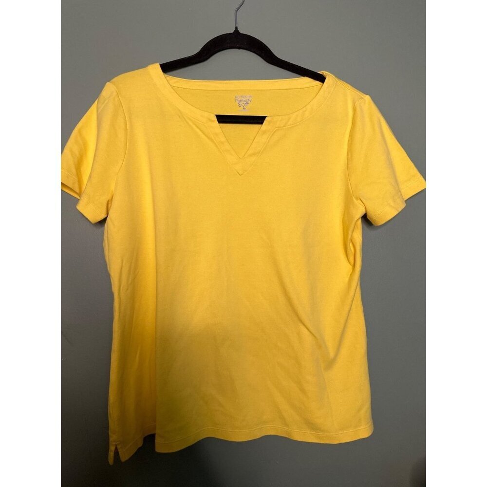 Kim Rogers Yellow Soft Top M 100% Cotton Casual Lightweight Comfort Tee